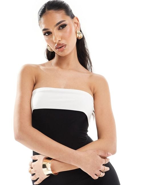 Missy Empire White Exclusive Slinky Bandeau Maxi Dress