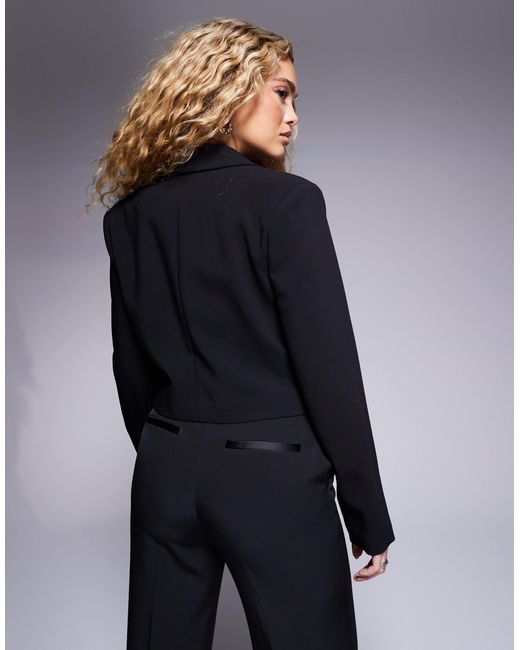 River Island Blue Crop Tux Blazer Co-Ord