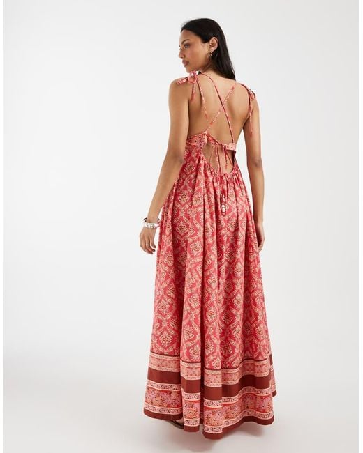 Free People Red Sorrento Boho Maxi Dress