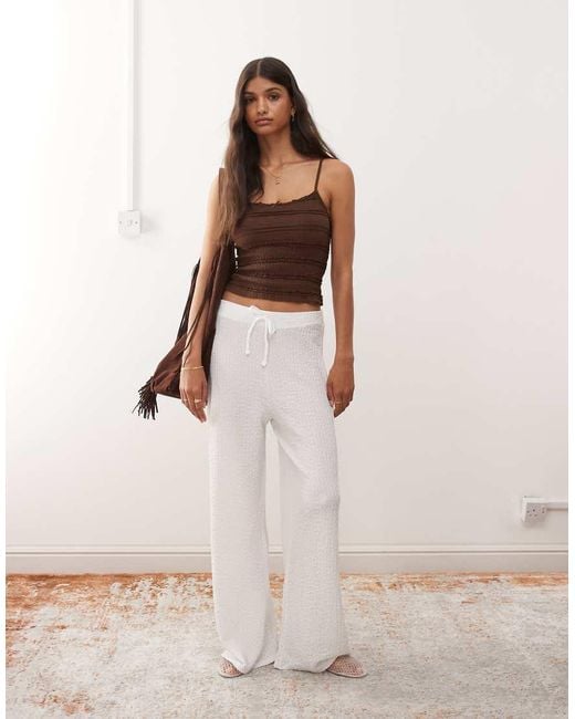 Miss Selfridge White Textured Jersey Straight Leg Trouser Co Ord