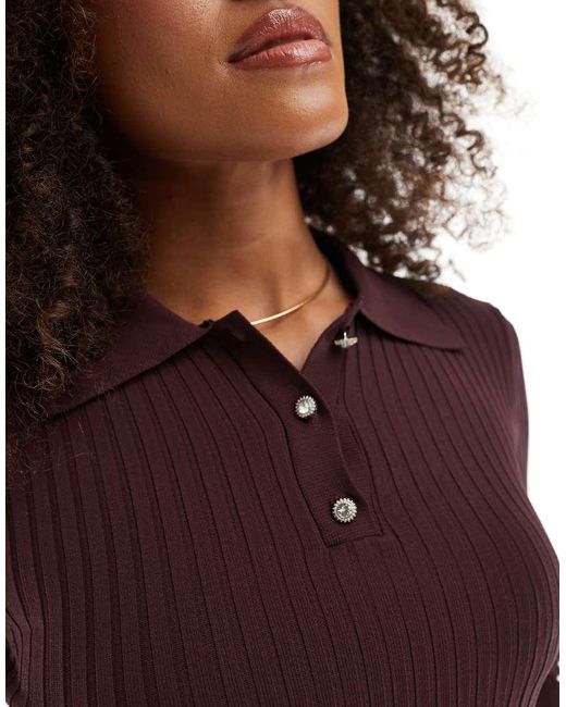 ONLY Purple Ribbed Polo