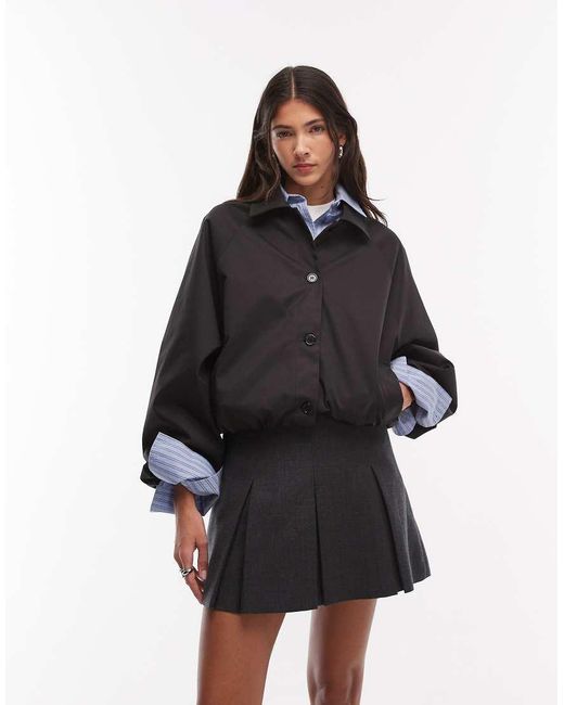 Kaiia Black Exclusive Technical Button Through Toggle Detail Collared Jacket