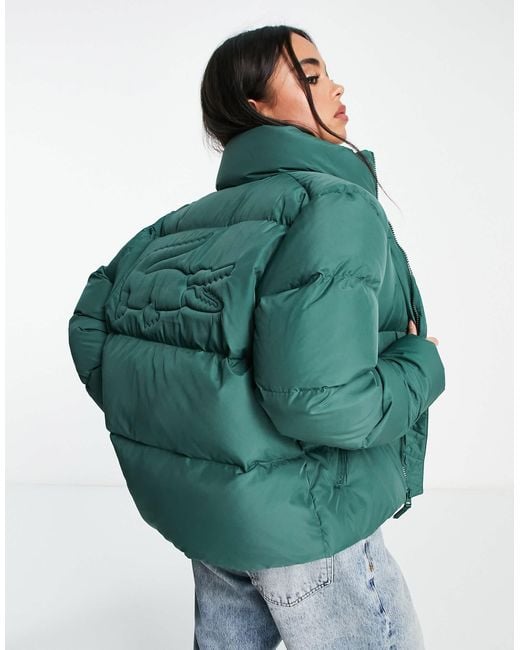Lacoste Puffer Jacket With Hood in Green Lyst UK