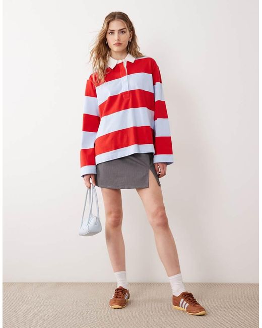 ARKET Red Long Sleeve Rugby Polo Shirt