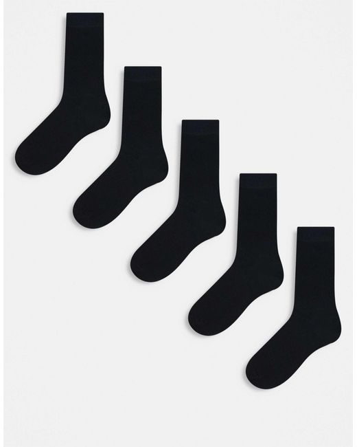 JJ Rebel – 5er-pack gerippte socken in Black für Herren