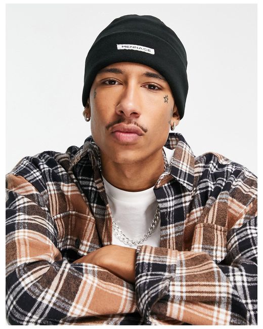 Mennace Synthetic Ribbed Beanie in 