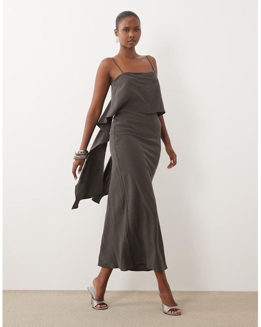 ASOS Natural Layered Cami Satin Maxi Dress