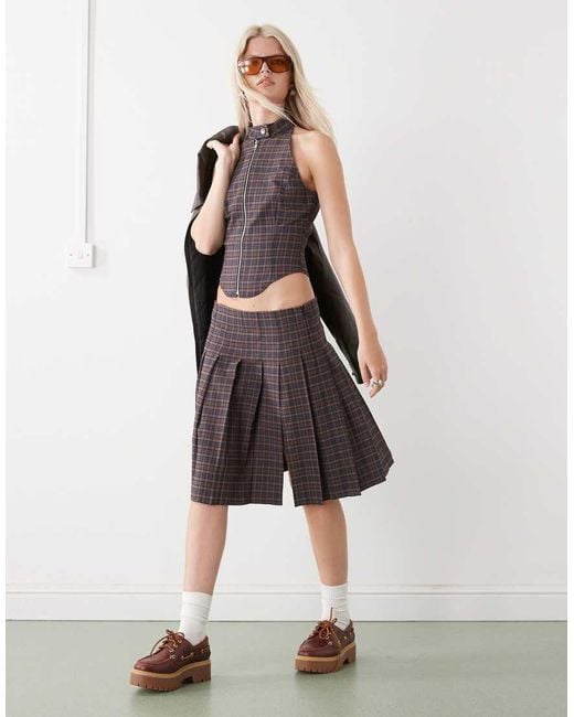 Collusion Gray Tailored Zip-up Halter Top Co-ord