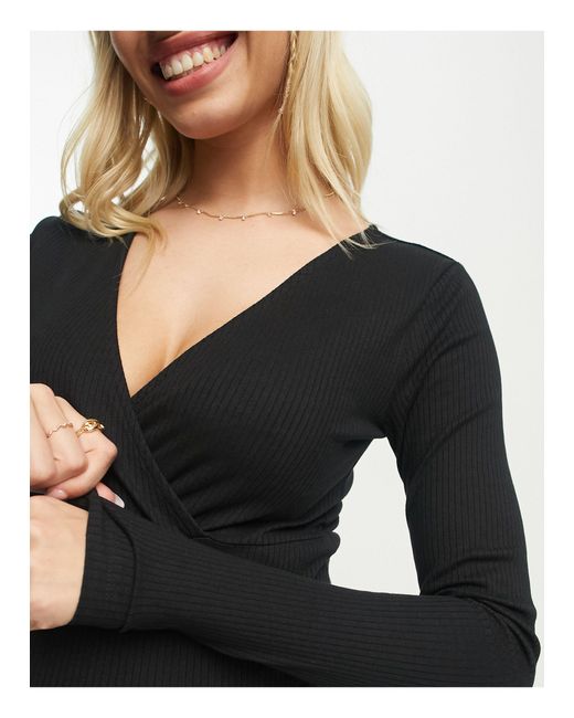 Vero Moda Vero Moda - Zwangerschapskleding - Midi Borstvoeding-jurk Met Lange Mouwen in het Black
