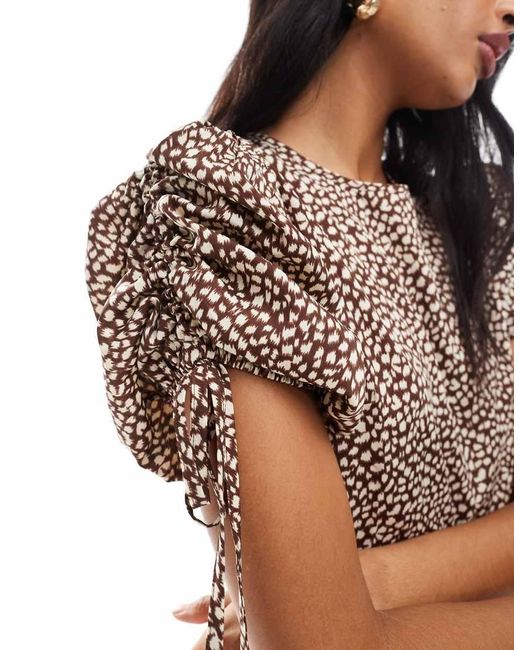Wednesday's Girl Natural Leopard Print Tie-shoulder Midaxi Dress