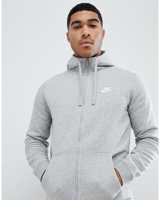 Nike Club Zip-through Hoodie in Grey for Men | Lyst Australia