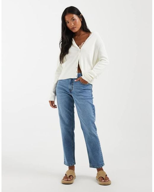 ASOS Blue Asos Design Petite Slim Fit Mom Jeans