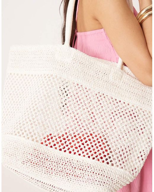 ASOS Open Geweven Tote Tas in het Pink