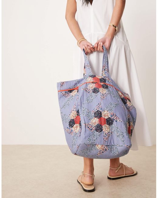 ASOS Multicolor – tragetasche aus seersucker mit em blumenmuster