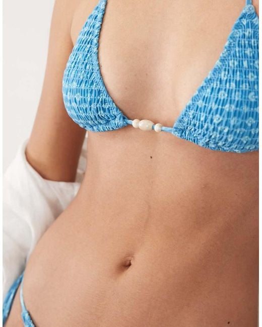 Mango Blue Teen Crinkle String Bikini Set