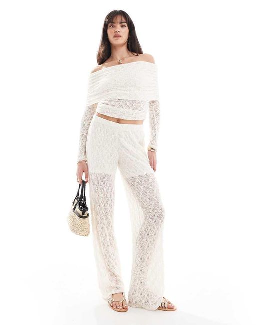 Pieces White Lace Trouser Co-ord