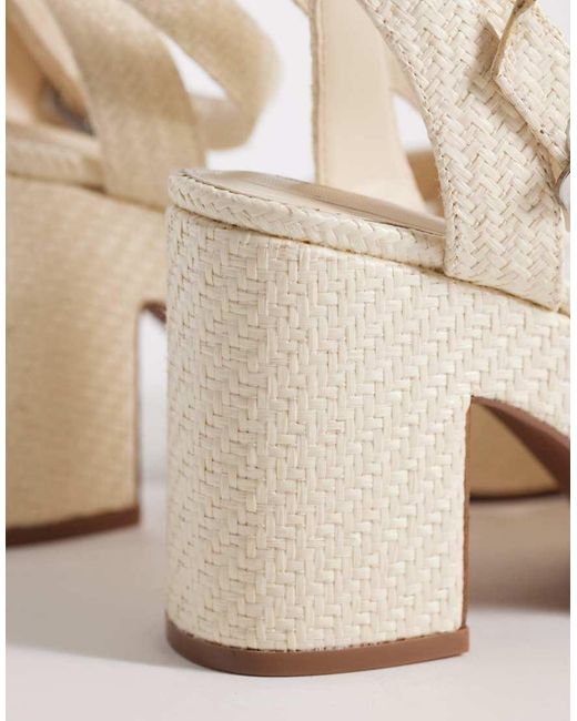 ASOS White Wide Fit Henley Platform Mid Heeled Sandals
