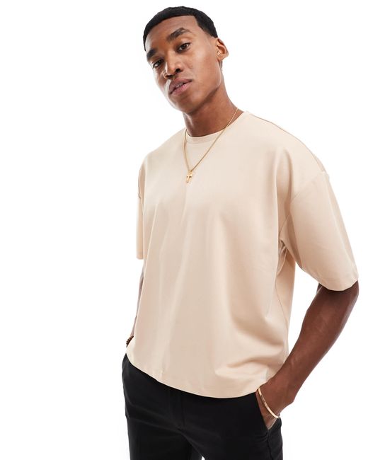 ASOS Natural Oversized Boxy T-shirt for men