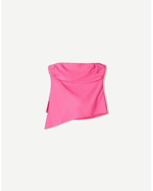 Bershka Pink – trägerloses oberteil aus leinenmix