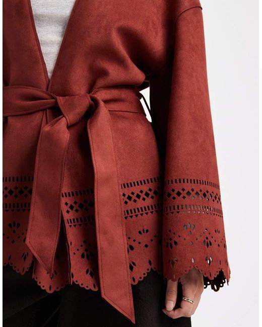 Miss Selfridge Red Faux Suede Cut Work Jacket