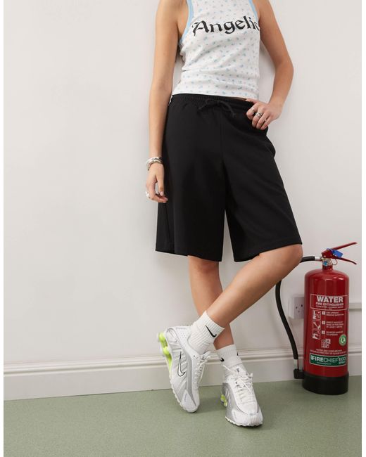 Collusion White Longline Sweat Shorts