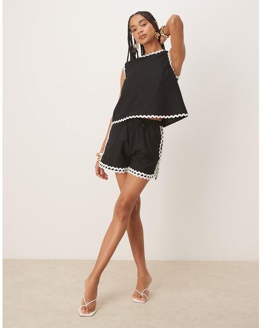 Nobody's Child Black Rik Rak Racer Detail Shorts Co-ord