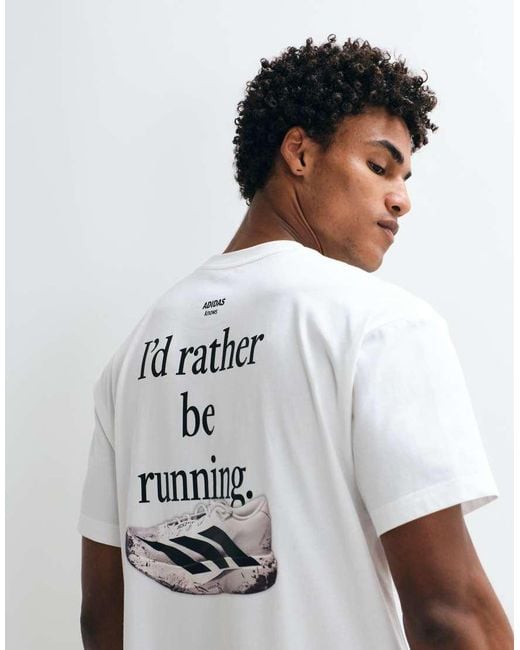 Adidas Originals White Adidas Running T-shirt With Evo Back Print for men