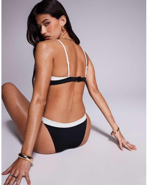 ASOS Black Connie Contrast Cadiz Skinny Scoop Bikini Top