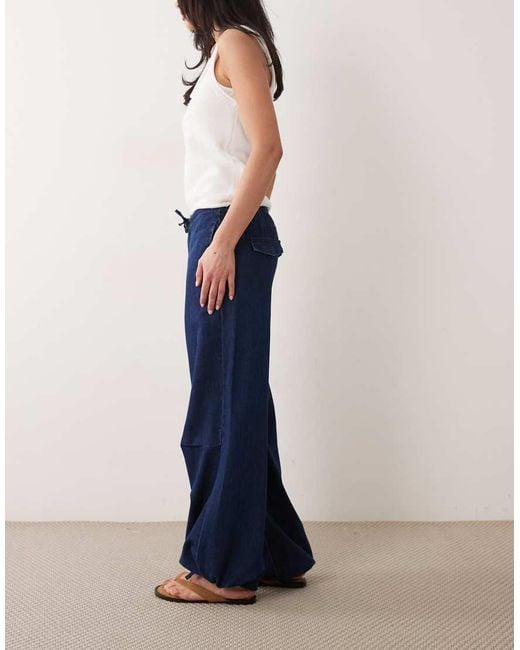 ASOS Blue Soft Denim Parachute Pants