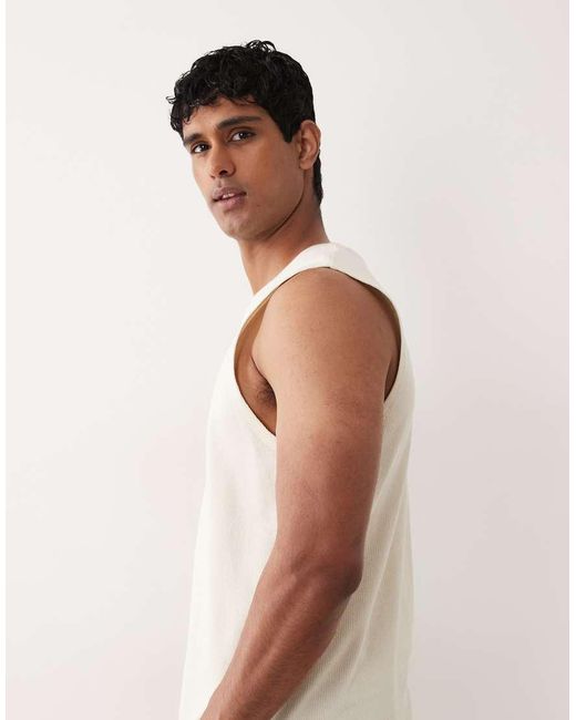 Jack & Jones White Textured Ribbed Vest Top for men