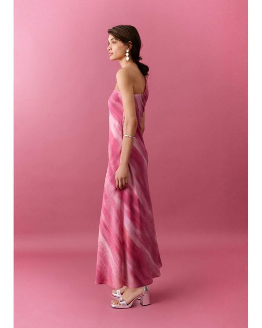 Mango Pink Teen One Shoulder Asymmetric Hem Maxi Dress