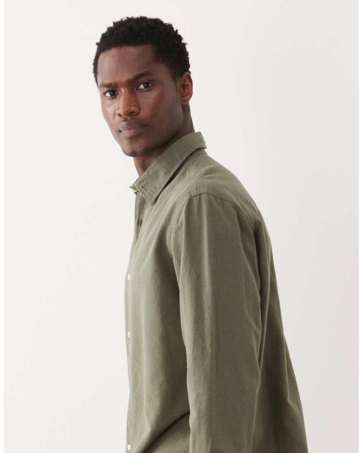 Jack & Jones Green Linen Blend Regular Shirt for men