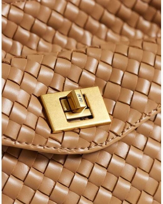JW PEI Metallic Lucia Classic Top Handle Woven Bag