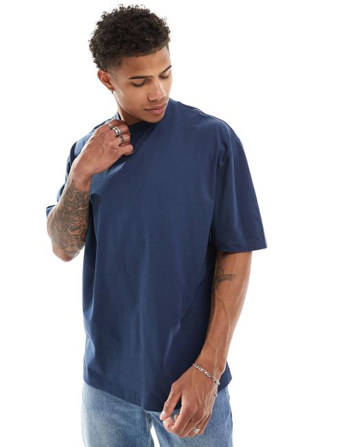 Camiseta extragrande con estampado abstracto en la espalda ASOS de hombre de color Blue
