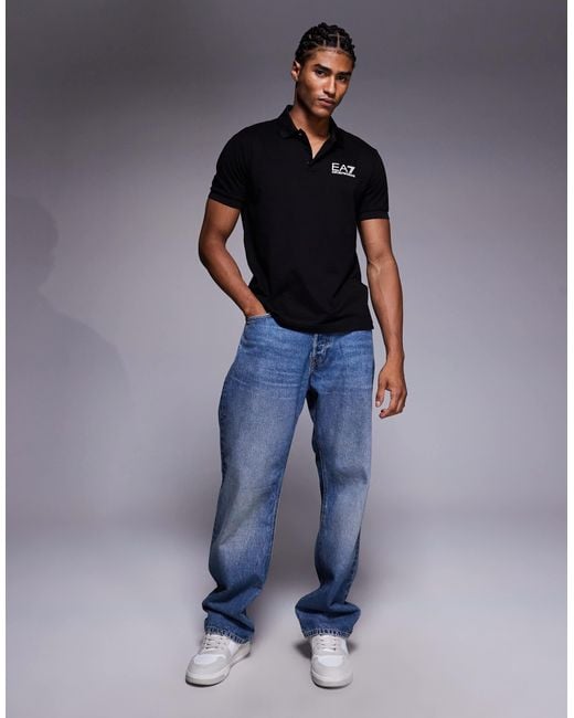 EA7 Blue Armani Train 7 Logo Polo for men