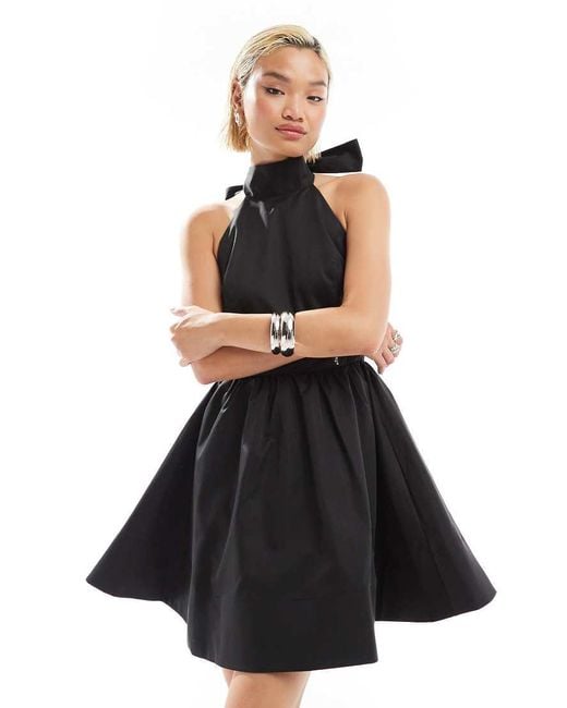Glamorous Black Halter Neck Extreme Skater Mini Dress