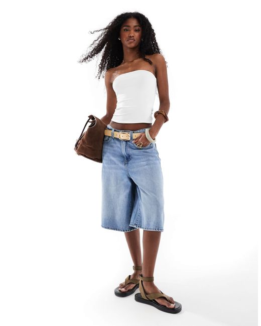 Bershka Blue – trägerloses oberteil aus polyamid