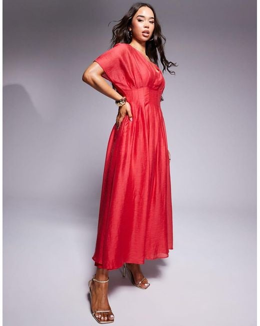 Forever New Red Puff Sleeve Maxi Dress