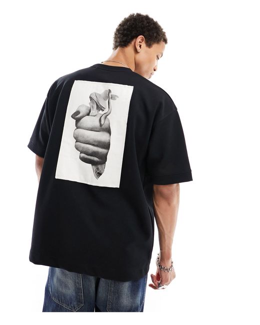 T-shirt à imprimé 1991 Pull&Bear pour homme en coloris Black