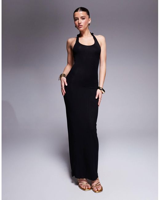 Robe mi-longue à encolure dégagée et détail froncé au dos ASOS en coloris Blue