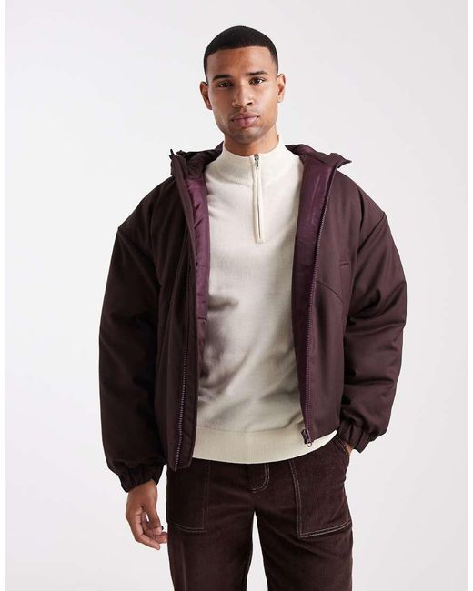 ASOS Gewatteerd Jack Met Capuchon in het Brown voor heren