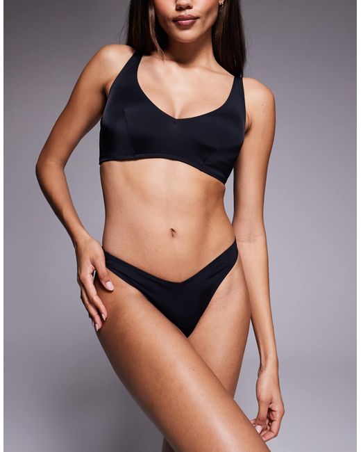 ASOS Black Fuller Bust Maya Pandara Plunge Crop Bikini Top With Hidden Underwire