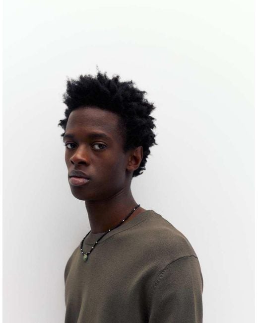 Pull&Bear Brown Short Sleeve Jumper for men