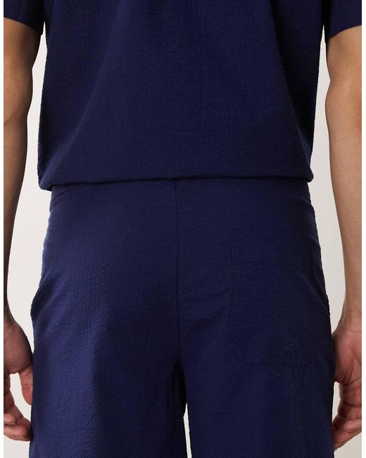 SELECTED Blue Co-ord Seersucker Shorts for men