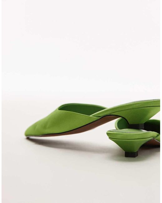 TOPSHOP Green Dakota Court Kitten Heel Shoe