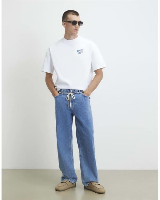 River Island White Oversized Fit Plate T-Shirt for men