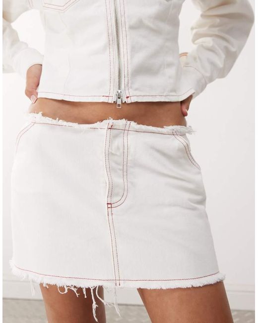 Collusion Denim Minirok Met Onafgewerkte Zoom in het White