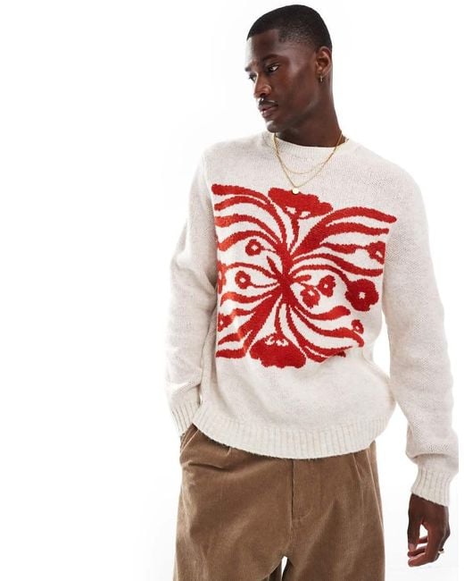 ASOS Relaxed Fluffy Knitted Jumper in Red for Men Lyst UK