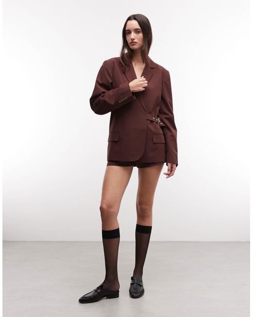 Collusion Purple Oversized Buckle Blazer