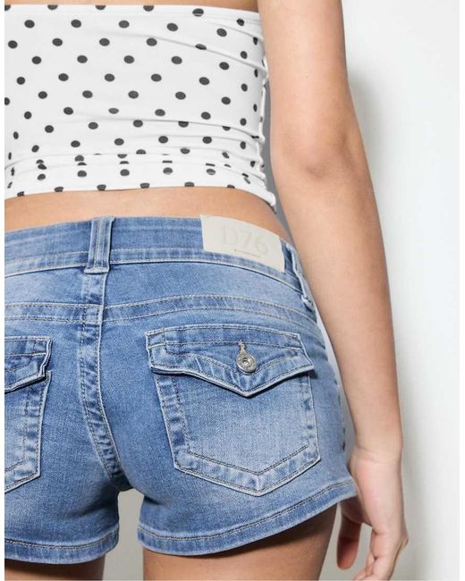 Stradivarius Blue Denim Micro Shorts